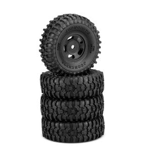 Tusk 1.0" Tires, Gold Compound, Pre-Mounted, Black 3431B Glide 5 Wheel, Fits Axial SCX24