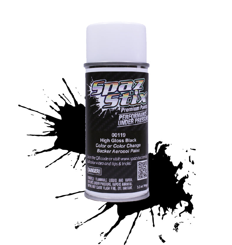 Spazstix Aerosol Paint 3.5oz Can (High Gloss Black/Backer)