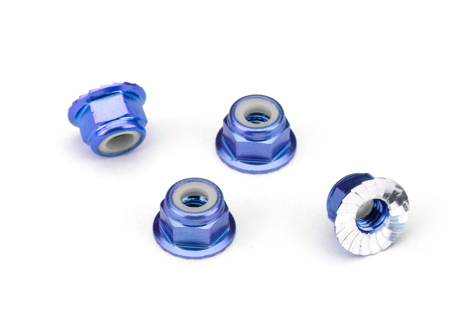 Traxxas Nuts 4mm Flanged Lock (Blue)